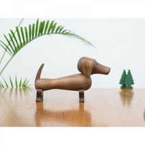 카이보 예센 오마주 닥스훈트 강아지 목각인형 오브제, 호두나무(22cm)