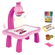 나무 화판 미니 이젤 led 프로젝터 art drawing table light toy for kid painting 공예, 스타일 h