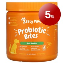 리암마켓 Zesty Paws 제스티 포우즈 강아지용 면역 장 소화 건강 관리 보충제 프로바이오틱 바이트 호박 맛 소프트 츄 90개 360g 1팩, 5팩