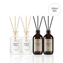 오르브 네이처 실내방향제 디퓨저 200ml x 4개 선물세트, 갈색병 구성, 화이트넵튠x4세트
