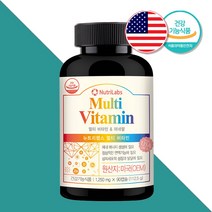 멀티비타민 종합 영양제 90캡슐 3개월분 대용량 비타민 A B1 B2 B6 B12 C D E K 나이아신 판토텐산 비오틴 셀레늄 아연 요오드 구리 망간 크롬 철 미국, 1박스