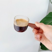 우드 손잡이 샷잔 2 size 내열유리 글라스 저그 벨크리머 에스프레소 커피 50 110ml, 50ml (내열유리/깊은 주둥이)
