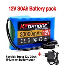 리튬이온배터리 휴대용 슈퍼 12V 30000mah 배터리 충전식 리튬 이온 팩 용량 DC 12.6v 30Ah CCTV 캠 모니터 + 충전기, [01] 12V, [02] Battery X1 ChargerX1