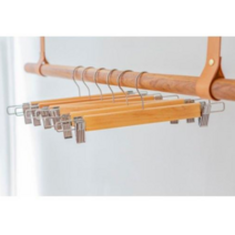 차차미 우드 원목 나무 바지걸이 여성 남성 하의용 논슬립 자국방지, 10개