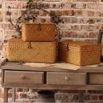 1북유럽감성 수납 대나무 바구니 왕골 해초 라탄 공간 리빙 폴딩 박스 정리함 소품Z-04, 해초라탄 수납바구니3p