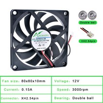 ACP8010 8cm 80mm 팬 80x80x10mm dc 5V 12V 24V 2 선 2 핀 섀시 전원 공급 장치 충전기 인버터 초박, 12v 더블 볼