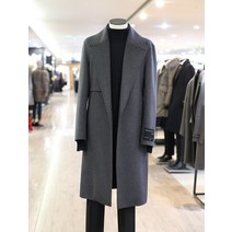 이지오 이지오 프리미엄 캐시미어 핸드메이드 플랩 벨티드 차콜그레이 로브 롱코트 CGM02 11 (P001872819)