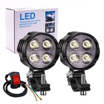 오토바이 안개등 2개 범용 전면 헤드라이트 6개 LED 스팟 12V 24V 스포트라이트 운전 조명 2.3cm 핸들 바 스위치 포함 자전거 / 오토바이용 200286, 4LED