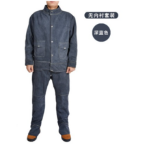 두꺼운 소가죽 용접복 작업복 화상 방지 단열 보호복 세트, T 다크 블루 자켓 + 바지_3XL, 1개
