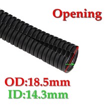 호스 검은 플라스틱 PP 골판지 도관 절연 와이어 하네스 케이스 보호 케이블 라인 스레딩, [12] OD18.5mm opening, [01] 1M