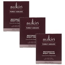 Sukin (수킨) Sukin 퓨얼리 에이지리스 리스토어러티브 나이트 크림 120ml(4.06fl oz), 3개