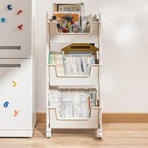 지아나 다용도 이동식 트롤리 책꽂이 북카트 수납함 3단, 화이트