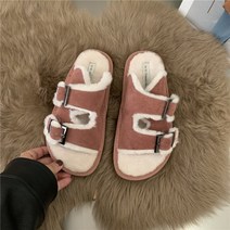 DFMEI털신발 여 가을 겨울 블랙 슬리퍼 단화