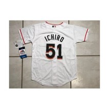 새상품 택있음 마제스틱 쿨 베이스 마이애미 말린스 스즈키 이치로 MLB 흰색 저지 청소년