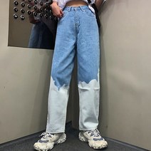 여성 워시 스플 라이스 캐주얼 스트레이트 청바지 바지 한국 일본 스타일 빈티지 패션 streetwear 힙합 데님 바지 여성 kz565