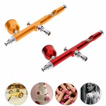 페인트 스트레이 건 무선 새로운 듀얼 액션 중력 피드 0.3mm 에어 브러시 건 아트, 빨간색