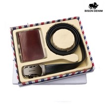 BISON DENIM 비즈니스C 소가죽 벨트+지갑 선물세트 반지갑 장지갑 지갑벨트세트