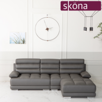 스코나 에타홈 스코나(에타홈) 토레안 이태리 통가죽 4인 소파(스툴 포함), 스카이_아쿠아 단일옵션