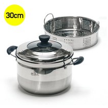 퀸센스 인덕션 다용도 스텐 스팀쿠커 찜기 만두 고구마 떡 찜요리 찜냄비, 30cm