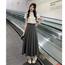 여성쓰리피스세트 캐주얼 매치 투피스수트 반팔 티셔츠 스커트 6652 정장 [벨트줘] 신축성