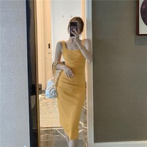 스퀘어넥 오렌지 나시원피스 핑크 리조트원피스