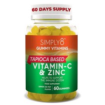 Simply8 Zinc and Vitamin C Gummies 60 Days Supply Zinc 50 mg - Zinc Vitamins for Adults Kids Gluten Free Non-GMO Vegan Kosher Halal