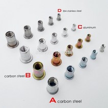 m8 볼트 너트 m6 20pcs m3 m4 m5 304 스테인레스 스틸 탄소강 알루미늄 플랫 헤드 블라인드 리벳 인서트 나사 용 리브, 스테인레스 스틸 m8