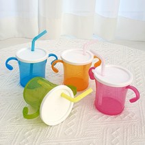 아가프라 빨대컵1+1 빨대물병 180ml, 그린+오렌지