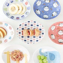오반자이 니코니코 어린이 도자기 타원카레접시 8designs, 8. 니코니코카레접시[블루차차1p]