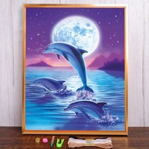 보석십자수 창업 도구 풍경 하늘 달 인쇄 크로스 스티치 패턴 DIY 자수 수제 그림 세공 뜨개질 스탬프 보석, 30x40cm, 14CT 실크 스레드, HMA65913_30x40cm_14CT 실크 스레드