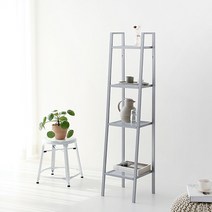 마켓비 LEITER 선반 350 좁은 스탠드선반 4단, 매트실버