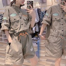 나혼자산다 박나래 스타일 카키 반팔 점프슈트 점프수트 여름 캐주얼 패션