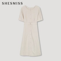 [쉬즈미스(SHESMISS)] [쉬즈미스] [22SS]벨티드 린넨 버튼 다운 원피스_SWW