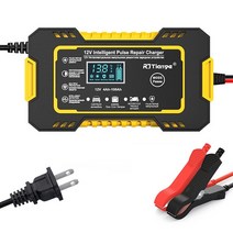 12V 배터리 자동차 트럭용 완전 자동 충전기 지능형 충전식 오토바이 납산 AGM 젤 6A 100Ah, 4.Yellow US  plug