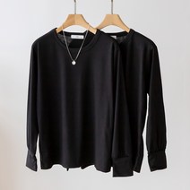 코코세븐 1+1 국내생산 여성 빅사이즈 라운드 소매단 셔링 루즈핏 긴팔티셔츠 L XL