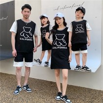가족시밀러룩 스냅 사진 촬영 단체티 가족티 패밀리룩 토마토 반소매 T셔츠 여름 모자부자