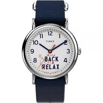 Timex TW2V41900 유니 위켄더 38mm 피너츠 블루 밴드 킥백 & 릴랙스 3핸드 아날로그 시계 블루-화이트
