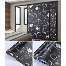 필름히터 전기필름 난방 히팅 빛 블록 창 정전 필름 태양 보호 비닐 자체 접착 썬 스크린 필름 홈 올 블랙 유리 종이, 꽃-2, 90x200cm