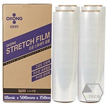 [유니스몰/정품 정규격보장] 오공 스트레치필름 공업용랩 4롤 1박스 (18mic x 500mm x 350m)