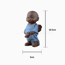 VILEAD-세라믹 귀여운 오줌 누는 스님 동상 차 애완 동물 부처님 인형 인테리어 현대 홈 장식 불교 피규어, 블루 몽크 부처