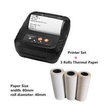 포토프린트 스티커사진기 사진인쇄기 80mm 종이 무선 휴대용 영수증 열전 사 프린터 Bluetooth 호환 Android 및 iOS 무료 SDK 필요 없음 잉크 또는 토너 수신기, [04] Add 3 Rolls Paper, [03] 영국 플러그