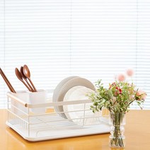 또죠 식기 건조대 1단, 화이트 우드