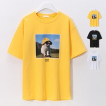 후앙스 캣 전사나염 오버핏 반팔티 TBRT-4128
