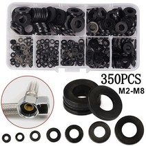 고무 오링 350 pcs 7 크기 블랙 절연 링 나일론 플랫 와셔 가스켓 구색 1세트