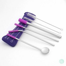 휴대용 스텐 빨대 6종세트 퍼플 스텐빨대 스텐리스빨대 텀블러스텐빨대 일자빨대