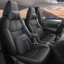 Toyota Corolla SUV 2021-2023 용 고급 가죽 카시트 커버 에어백 호환 자동 쿠션이 있는 5 보호대, 12 Black grey 2023