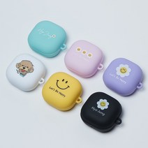 버즈2 라이브 케이스 스마일 커스텀 각인, 1-4스마일씨+문구, 검은색