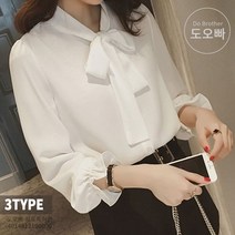 도오빠 여성 블라우스 셔츠 나비 리본 넥타이 쉬폰 긴팔 긴소매 루즈핏 의류 패션 캐주얼 봄 여름 가을 데이트룩 오피스룩 데일리룩 코디 직장인 여자블라우스_노민선