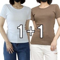 [ 1+1] 도앙뜨 쫀쫀 이너 U넥 반팔티