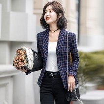 체인지쉬 (change she) 봄가을 체크 코트 숏 캐주얼 정장 슬림핏 상의